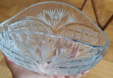 meyve ağacları: Kəsme naxışlı kristal meyvə/salay qabı - Material: qalın, şəffaf — 1