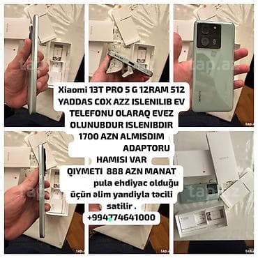 Xiaomi 13T Pro, 512 GB, 
 Barmaq izi, Simsiz şarj, İki sim kartlı