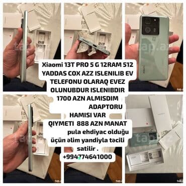 xiaomi not 8 pro qiymeti: Xiaomi 13T Pro, 512 GB, rəng - Mavi, 
 Barmaq izi, Simsiz şarj, İki sim kartlı — 2