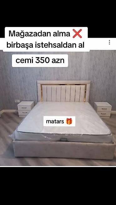 mebel alan: Yataq dəsti – istehsaldan birbaşa - Yumşaq başlıqlı, zolaqlı — 1
