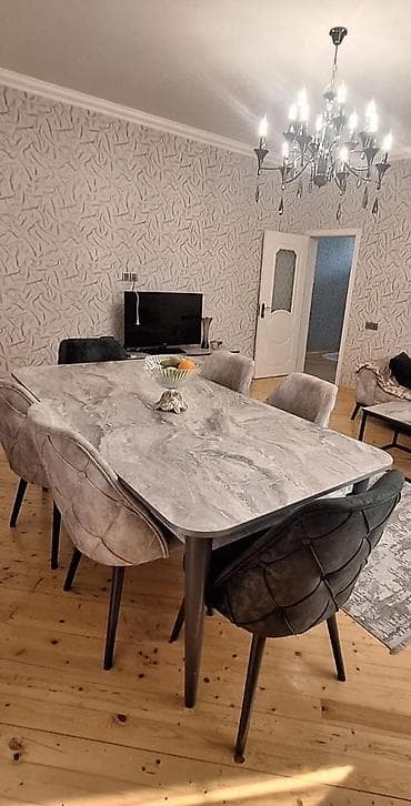 Qonaq otağı üçün, İşlənmiş, Dördbucaq masa, 6 stul — 1