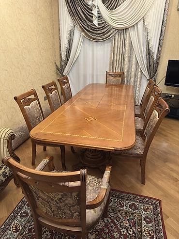 taxta lambir: Qonaq otağı üçün, Açılmayan, Oval masa, 8 stul — 6