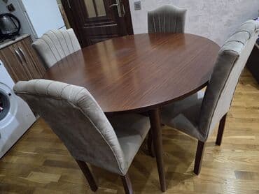 столы стулья: Для гостиной, Б/у, Нераскладной, Овальный стол, 6 стульев — 3