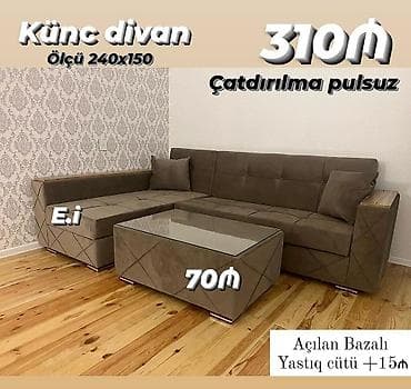 Künc divan, Açılan, Bazalı, Parça, Pulsuz çatdırılma — 1