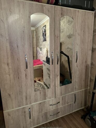 paltar skafi ucuz: Açılan, 4 qapılı Düz dolab, Qarderob, paltar dolabı — 1