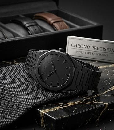 saat qolbaqlari: Aşağı yeri var) Tam qara, minimalist dizaynlı kişi qol saatı - — 1