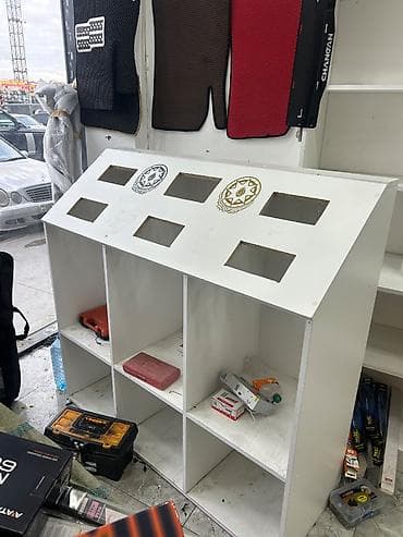 Полочные витрины: Ağ rəngli modul rəf və vitrin sistemi - Material: laminat/LDSP ağ — 5