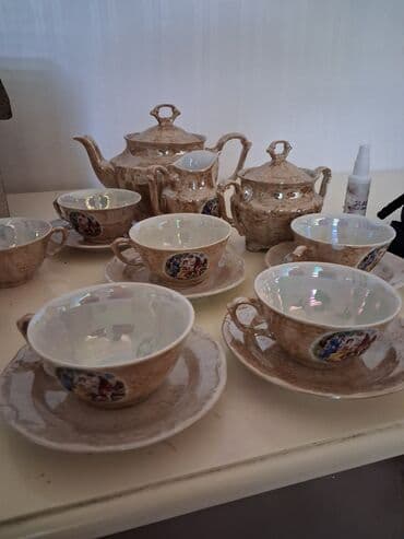 qab qawiq: Çay dəsti, rəng - Bej, Farfor — 1