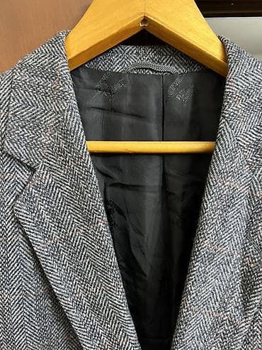 polis geyim: Kişi üçün klassik tweed blazer - Parça: boz rəngdə, balıqqulağı — 9