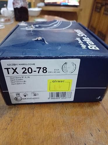 Nəqliyyat: Opel Arxa baraban əyləc kolodkaları dəsti Model: TX 20-78 (4 ədəd — 2
