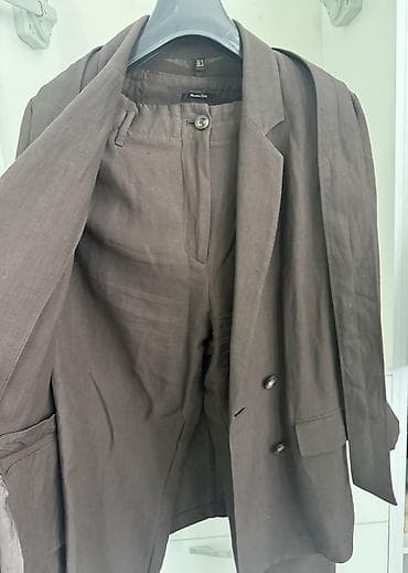 мужской костюм: Льняной костюм Massimo Dutti, коричневый. Размер S-M. Одевался в — 3