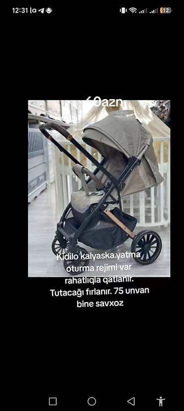araba: Kidilo kalyaska.yatma oturma rejimi var rahatlıqla qatlanir. Tutacağı — 3