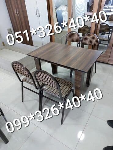 Masa və oturacaq dəstləri: Qonaq otağı üçün, Yeni, Açılan, Dördbucaq masa, 4 stul — 13