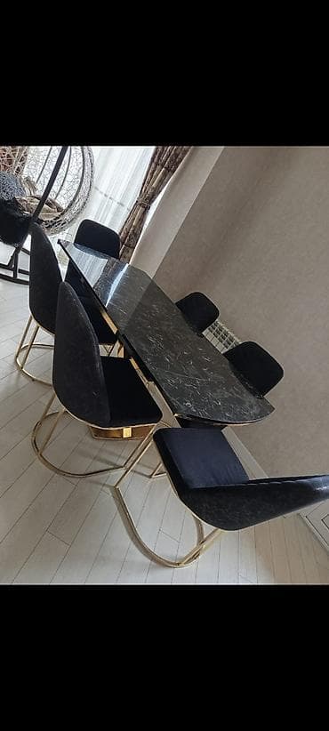 Qonaq otağı üçün, İşlənmiş, Dördbucaq masa, 6 stul