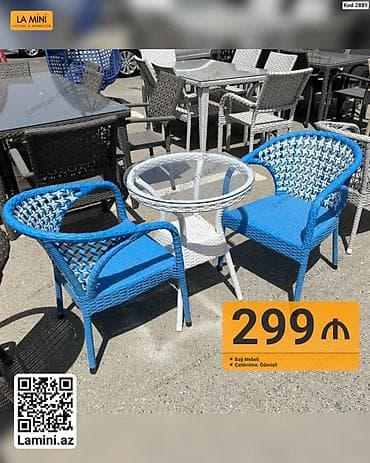 bal: Bağ mebeli dəsti – 2 ədəd kreslo + 1 ədəd şüşəüstü masa — 1