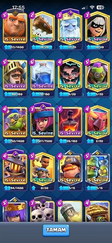Clash Royale oyun hesabı - Kral səviyyəsi: 77 - Qızıl: 515 504 - — 5