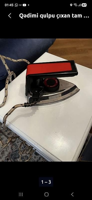 Velosiped ehtiyyat hissələri: Qədimi elektrik ütüsü – çıxarıla bilən qulplu model.Yol utusu (mini) — 1