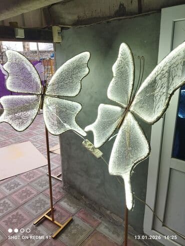 2 ədəddir LED kəpənək dizaynlı döşəmə lampası - Dekorativ kəpənək