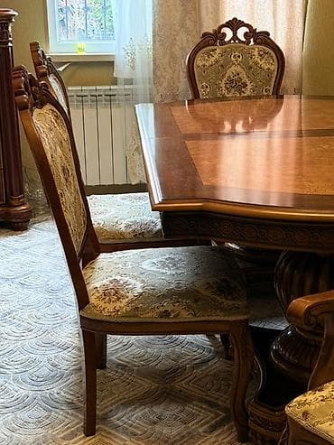 taxta bisetkalar: Qonaq otağı üçün, Açılmayan, Dördbucaq masa, 6 stul — 4