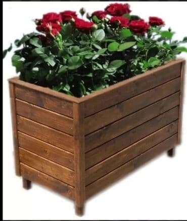 qızıl gül buketi: Dibçək Ağacdan hazırlanmış dekorativ uzun formalı çiçək yeşikləri - — 3