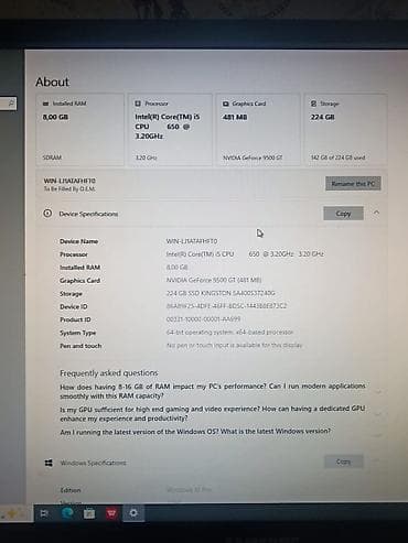Masaüstü kompüter – Algo korpus Texniki göstəricilər: - Prosessor