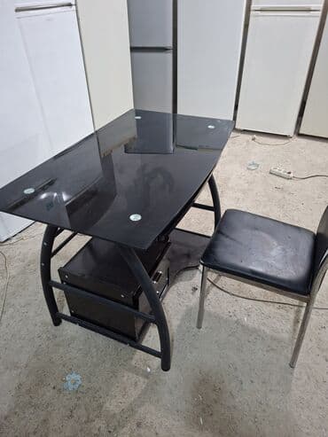 обеденный стол купить: Düz masa, Stul ilə, Polkalı, Siyirməli, Türkiyə, Şüşə — 2