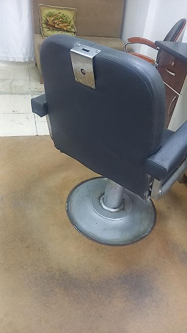 salon stulları: Bərbər/kosmetoloji kreslo - Material: qara rəngli, dəriyə bənzər — 3