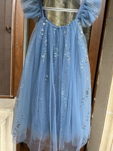 tikdirmek ucun don modeli: Uşaq paltarı – mavi rəngdə, tüllü və parıltılı dizayn Cemi bir defe — 2