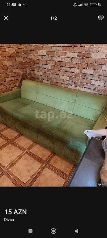 2 ci el kreslo: Divan, İşlənmiş, Açılmayan, Bazasız, Vеlur parça, Ödənişli çatdırılma — 1