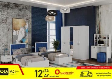 kubik gəncə: Oğlan və qız üçün, Yeni, 2 təknəfərlik çarpayı, Yazı masası, Dolab, 2 tumba — 1