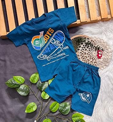 ayaqq: Uşaq dəsti – futbolka və şort - Model: “Boys Skate All Day” temalı - — 1