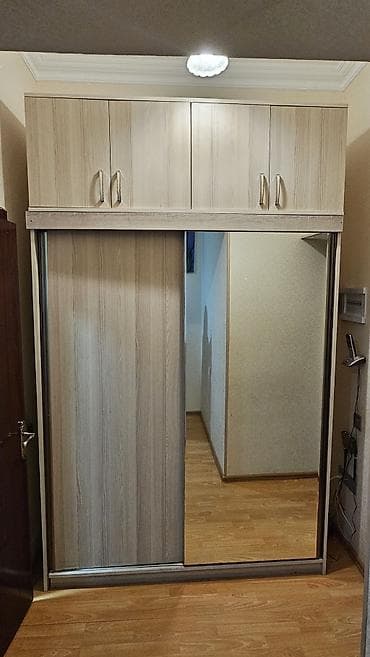 2 qapılı, Güzgülü, Bej, Taxta, Kupe, Düz dolab