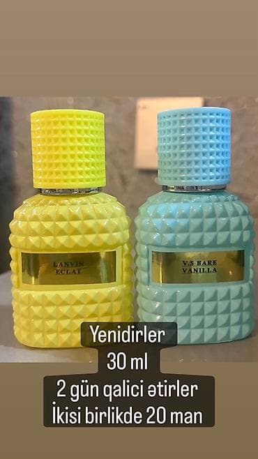 s 8 parfüm: İki ədəd ətir dəsti: - Lanvin Éclat (sarı flakon) - V.S Bare Vanilla — 1