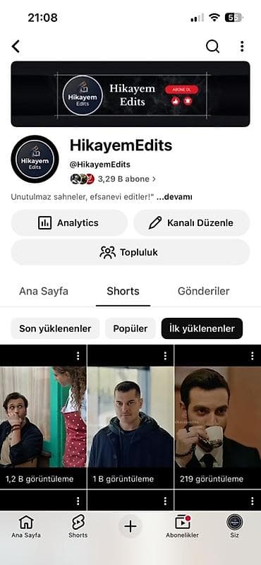 tamada: Məhsul: YouTube kanalı – HikayemEdits Xüsusiyyətlər: - Mövzu: filmlər — 1