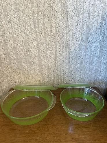İki ədəd suse qab dəsti - Rəng: yaşıl şəffaf - Hər qab üçün uyğun
