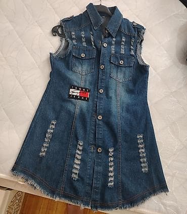 lil solid 2 plus: Denim paltar/köynək-üst (qolsuz) – “Tommy Jeans” loqolu.razmer L - — 1