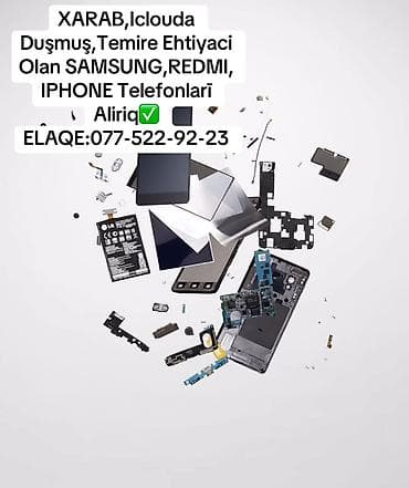 Təmizlik xidmətləri: Xarab, iCloud-a düşmüş və ya təmirə ehtiyacı olan telefonların alışı — 1