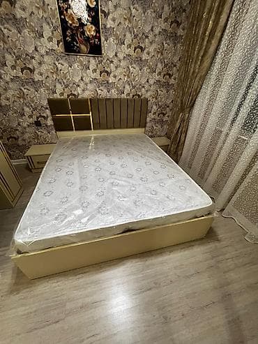 Mebel dəsti – yumşaq başlıqlı iki nəfərlik çarpayı v - Model: Müasir