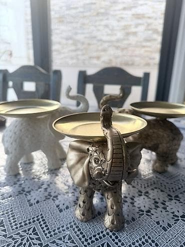 şam qiymətləri: Dekorativ fil formalı şamdan/ştativ dəsti - Material: rezin/kompozit — 4