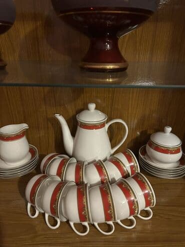 sud ceken: Çay dəsti, rəng - Ağ, Farfor, 12 nəfərlik — 1