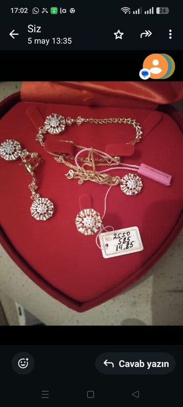 Toyota: Dəstə daxildir: Üzük, Sırğa, Bilərzik, Sarı qızıl, 585 Əyar, 1485 g — 2