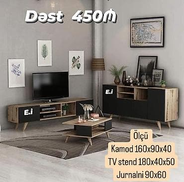 Дом и сад: Qonaq otağı mebel dəsti – 450₼ Komplekt: - TV stend: 180×40×50 sm – — 1