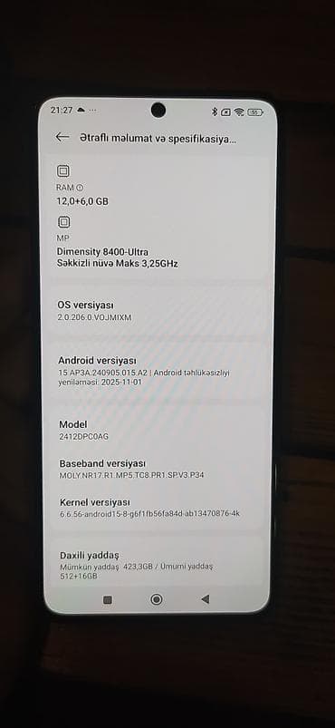 bluetooth qulaqciq satisi: Poco X7 Pro, 512 GB, rəng - Qara, Sensor — 7