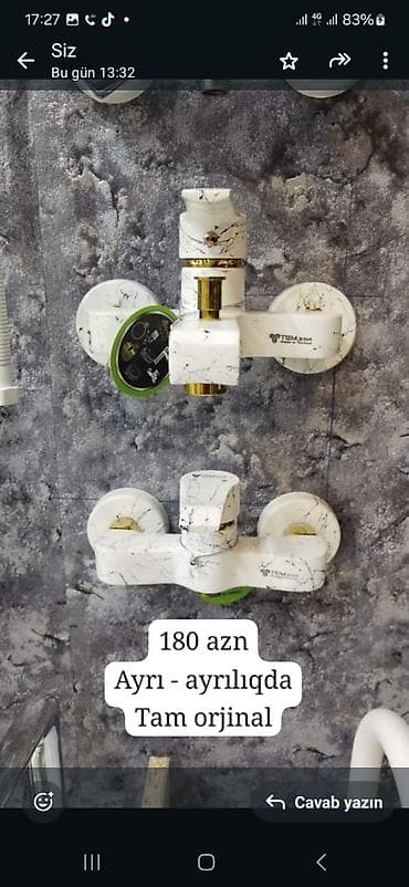 plastik su ceni: TECMSTAR markalı orijinal qarışdırıcı kranlar – hamam və mətbəx üçün — 3