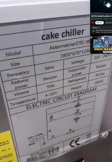 dondurma aparati: Vitrinli tort soyuducusu – “Cake Chiller” Model: Aslanmakina/OTD.180 — 3