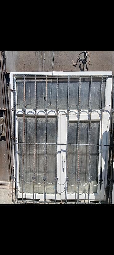 sapa: Plastik (PVC) pəncərə və dəmir barmaqlıq dəsti - Material: ağ PVC — 1