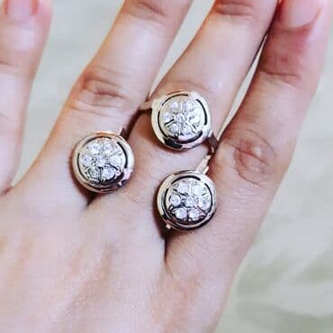 каталог ювелирных изделий в баку: Dəstə daxildir: Sırğa, Üzük, Çəhrayı qızıl, 583 Əyar, 885 g — 3