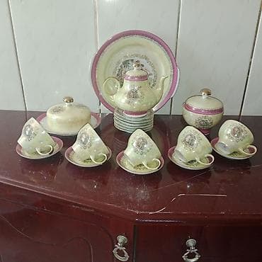 cay: Çay dəsti, rəng - Çəhrayı, Farfor — 1