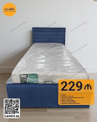 carpayı matras: Təknəfərlik çarpayı, Bazalı, Matras ilə, Siyirməsiz — 1
