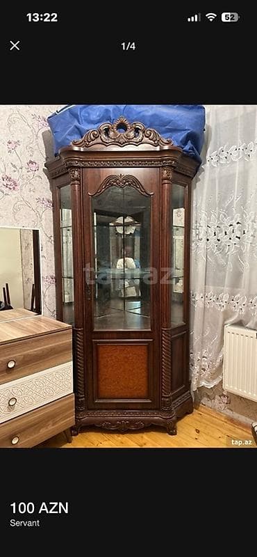 ucuz stular: Klassik üslubda vitrin-servant - Material: tünd qoz rəngli korpus — 1